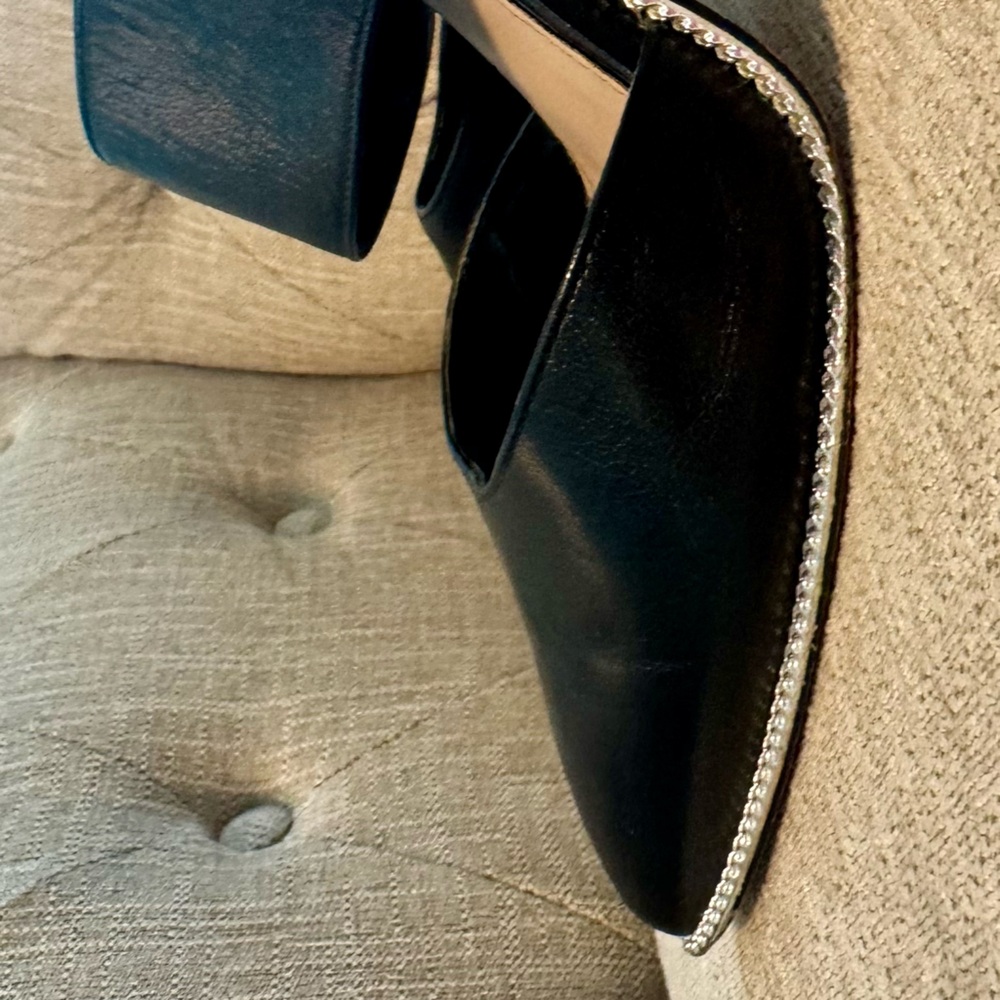 BCBG mule Elegant Black Women's Shoes with Silver Trim